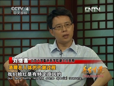 2012年9月22日CCTV-4<天涯共此时·养生有道>特别节目邀请消化内科刘继喜副主任医师谈：防范误区 健康饮酒